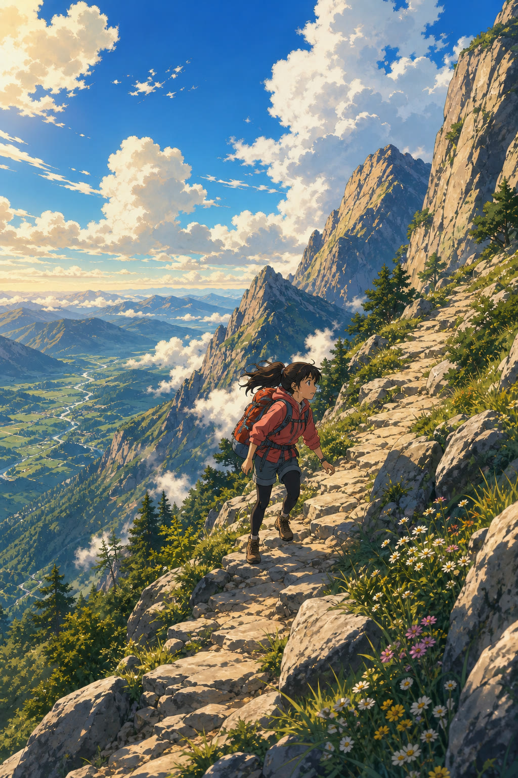 Anime girl climbing a mountain - Seedance 2.5