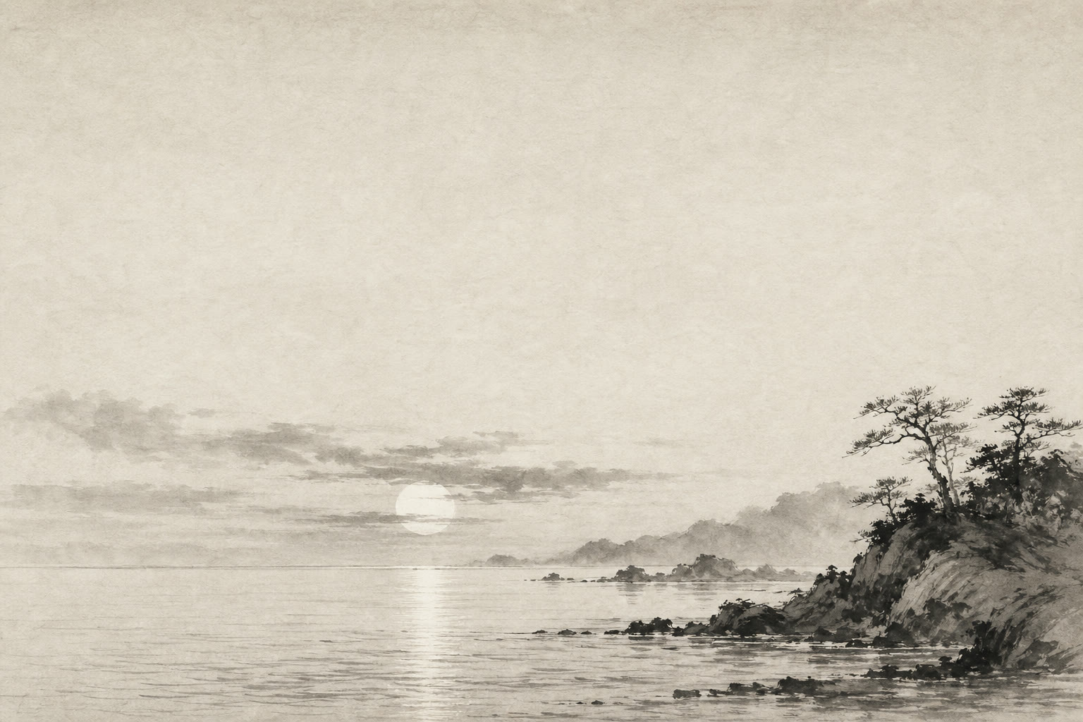 Chinese ink painting of a seaside sunset - Seedance 2.5